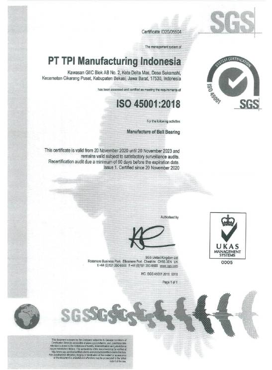 ISO 45001:2018 Indonesia Plant